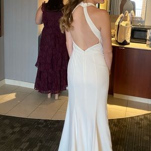 BHLDN Montreal Ivory Crepe Halter Maxi Wedding Dress - Size 4